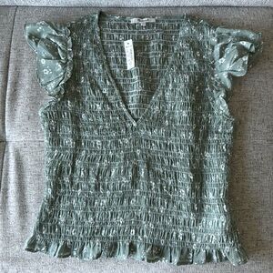 NWT Madewell Lucie V Neck Smocked Top in Cottage Garden Sz 2
